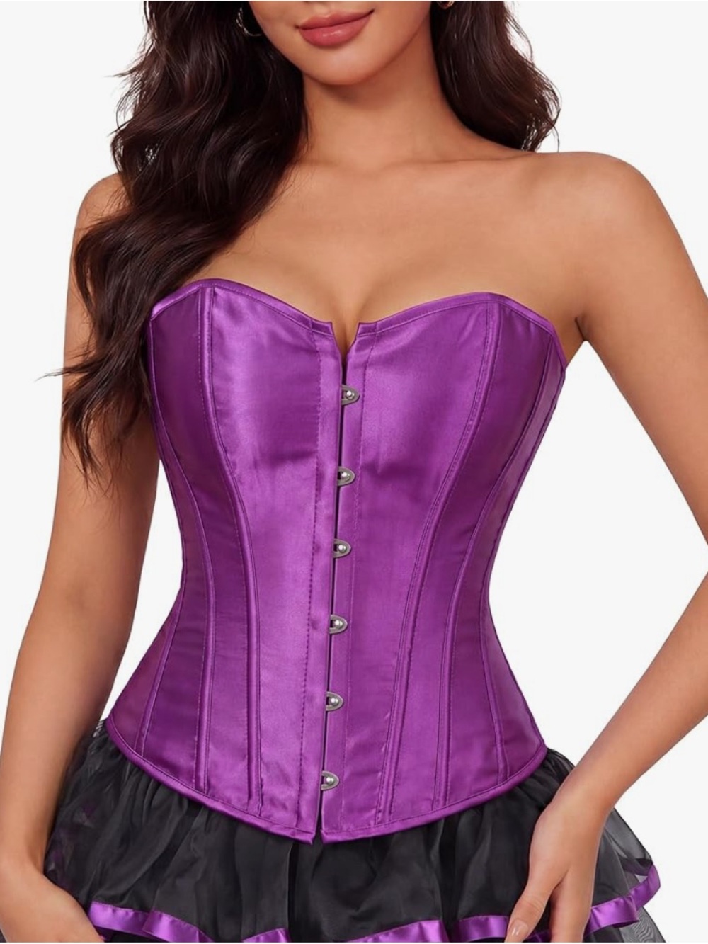 Purple Satin Boned Corset Top - Women Intimates